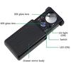 30X 60X Pocket Jewelry Magnifier Sliding Illuminated Magnifier with UV LED Light Hand Magnifier Lens for Diamond Coins