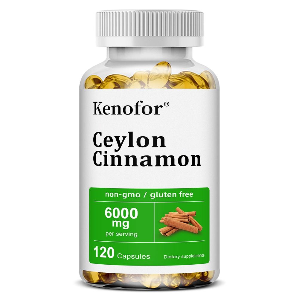 Kenofor Ceylon Cinnamon Supplement 6000mg Per Serving Equivalent, Cinnamomum Verum Bark 10:1 Extract, 120 Caps