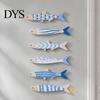 Decorative Fish Scale Wall Hangings 6Pcs/Set Wooden Decor, Beach House Decoration, Blue And White Wood Ornaments Coastal Art for Home Living