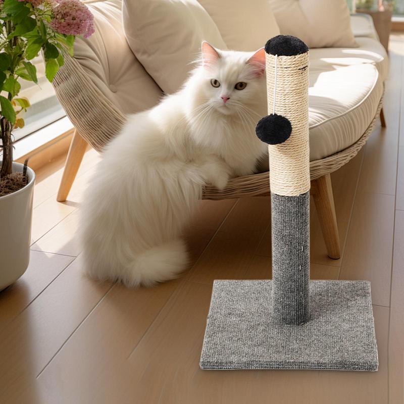 Cat Scratcher Detachable Cat Scratch Post With Dangling Ball Reusable Kitten Furniture Sisal Rope Climbing Stake For Outdoor