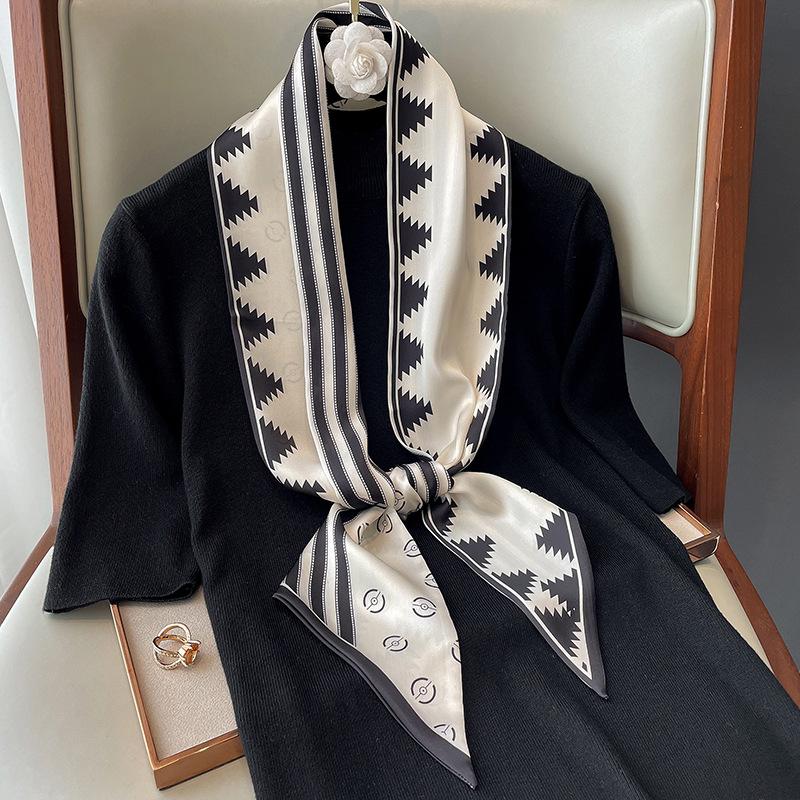 New Diamond Scarf for Women Winter Warm Scarf  Thin Narrow Long Streamer  Hairband  Tie-up Scarf  Silk Scarf
