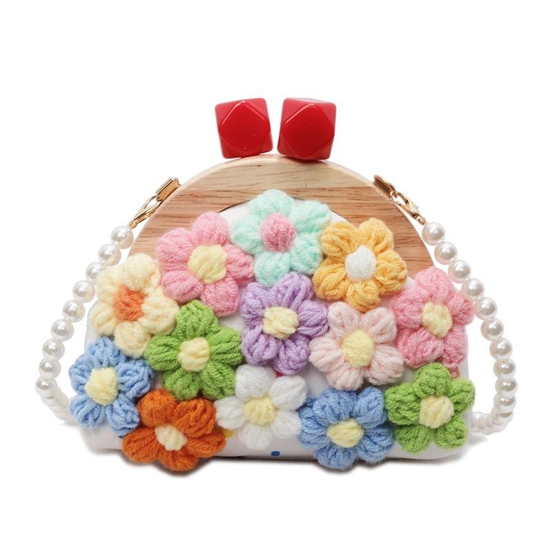 Niche Design Knitted Bag Women's New Summer Embroidery Pearl Messenger Bag High-end Small Flower Mouth