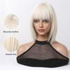 Wigs Straight Haircube Short Synthetic White Platinum Fiber Wig With Bangs For Women Daily Cosplay Heat Resistant Wigs
