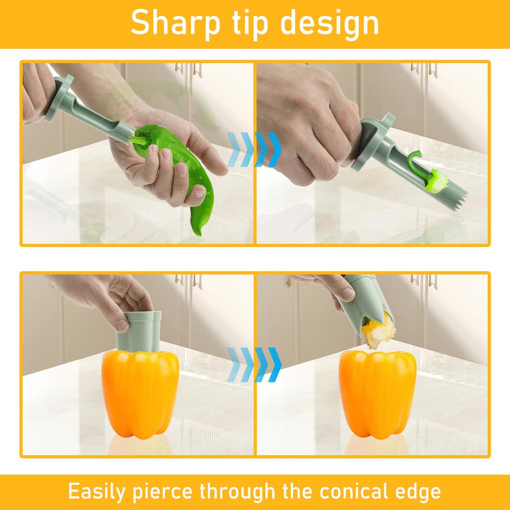 2-in-1 Fruit Pepper Corer Color Pepper Corer Seed Removing Tool Kitchen Utensil Fruit Vegetable Kitchen Accessories Coring Tool