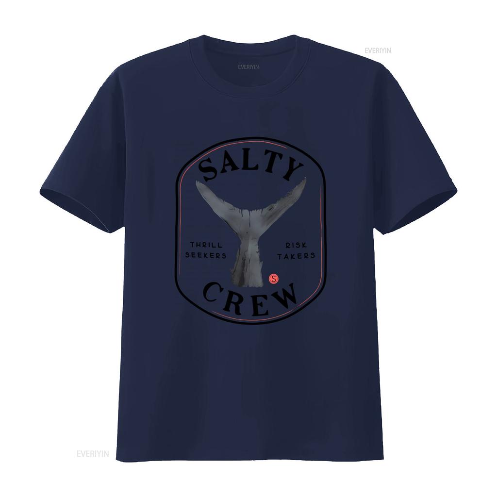 Salty Crew Unisex Taglia M Maglietta Nera Cercatori di Brividi Rischiosi Pesca Design Pesce Maglietta Streetwear Vintage Leggermente Elastica