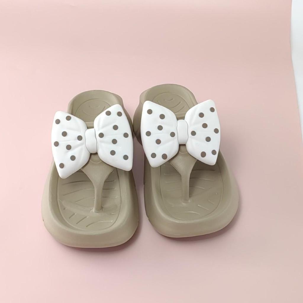 Women's Summer Polka Dot Bow Tie Sandals - Fashionable Thick Sole EVA Flip-Flops