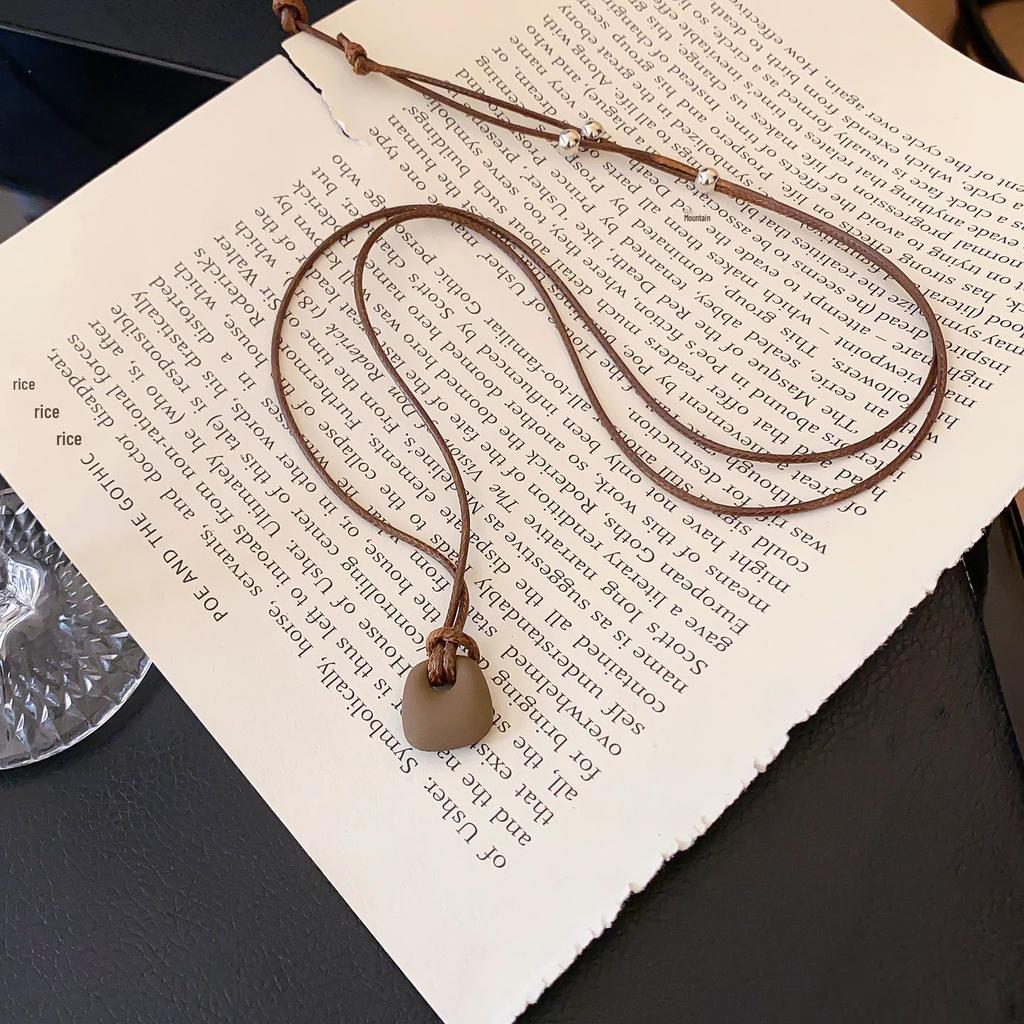 Korean Brushed Pendant Necklace: Women's Long, Versatile Black Cord Sweater Chain