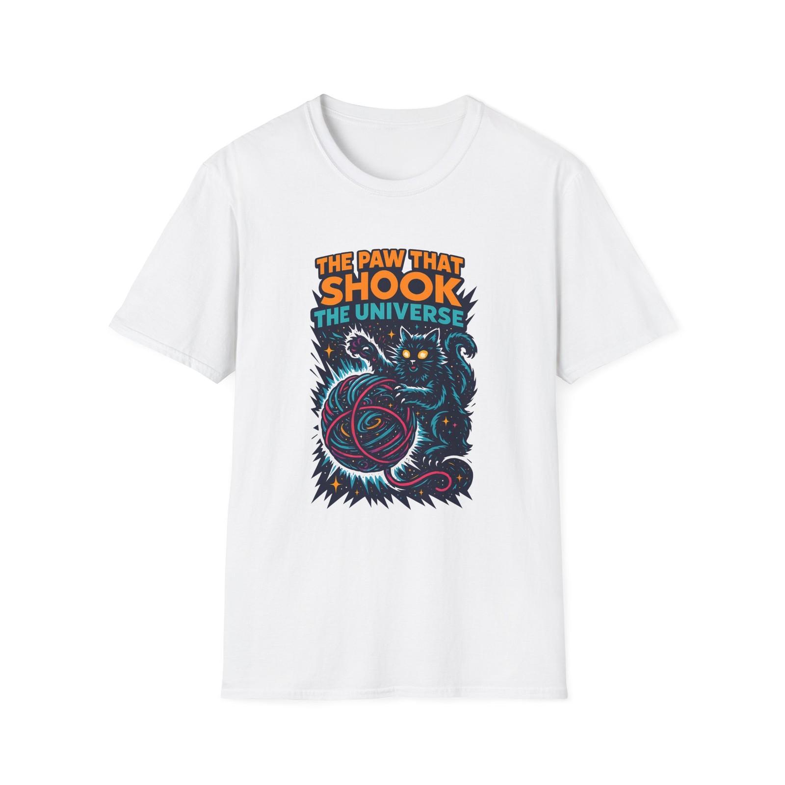 Unisex Softstyle T-Shirt Mens Womens Tees Top Funny Cosmic Cat Galaxy Yarn Ball Space Cartoon Graphic S