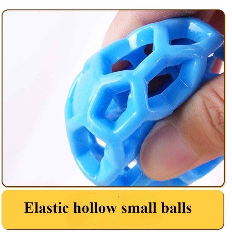Durable Hollow Rubber Pet Chew Ball with Bell Sound Dog Cat Teeth Cleaning Toy Interactive Play Toy for Small Medium Pets
