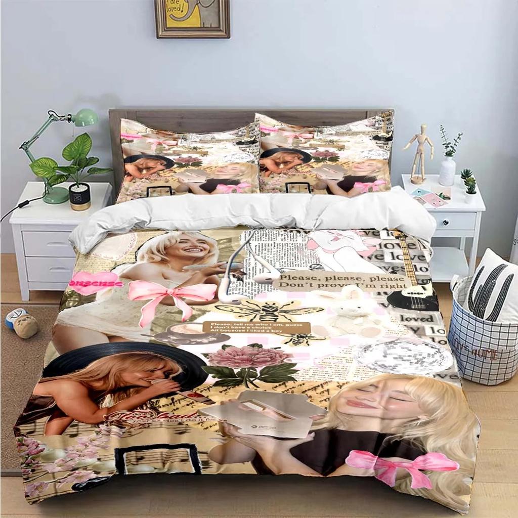 Comforter Pop Female Singer S-Sabrina Print Bedding Sets Exquisite Bed Supplies Set Bed Comforter Set Bedding Set Luxury Gift