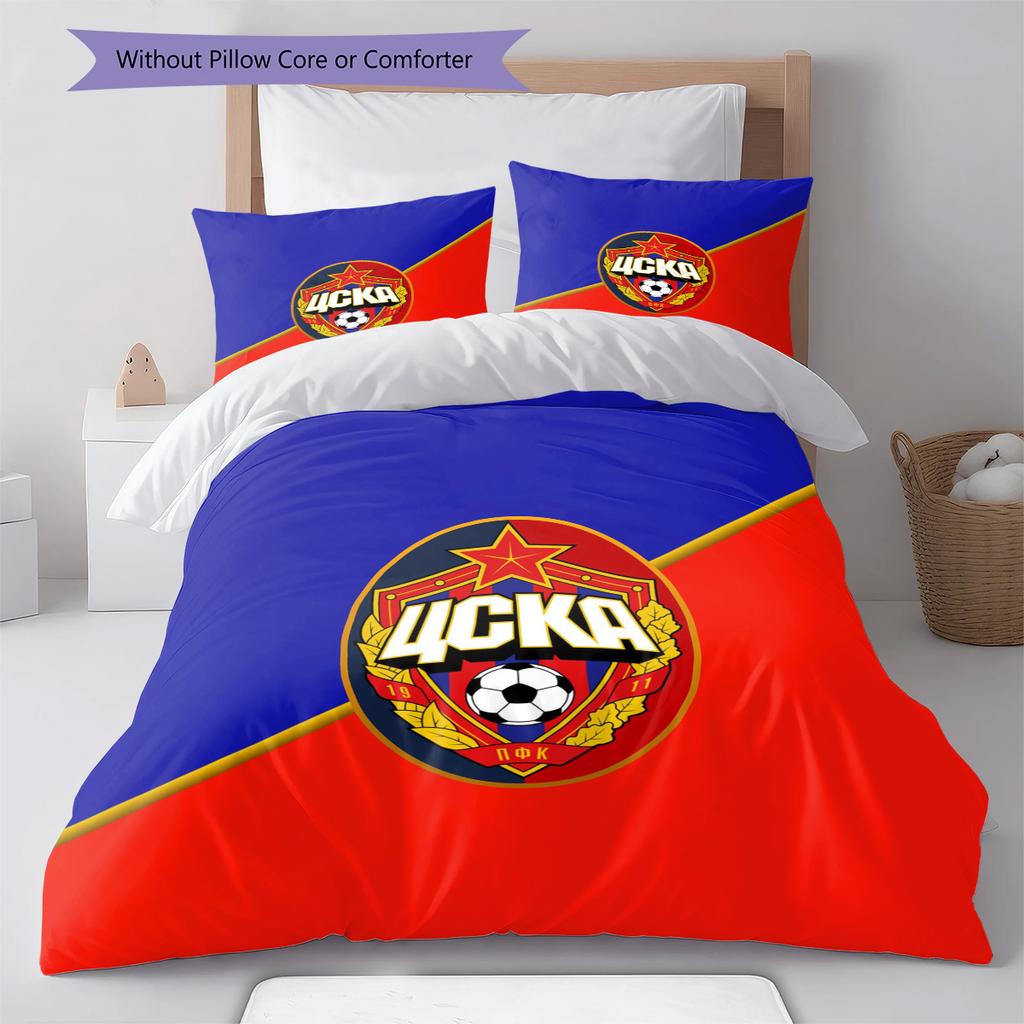 CSKA Moscow Logo Pattern Bedding Set Quilt Cover Pillowcase Home Decor Gift (1 * Duvet Cover + 2 * Pillowcase, Without Core)