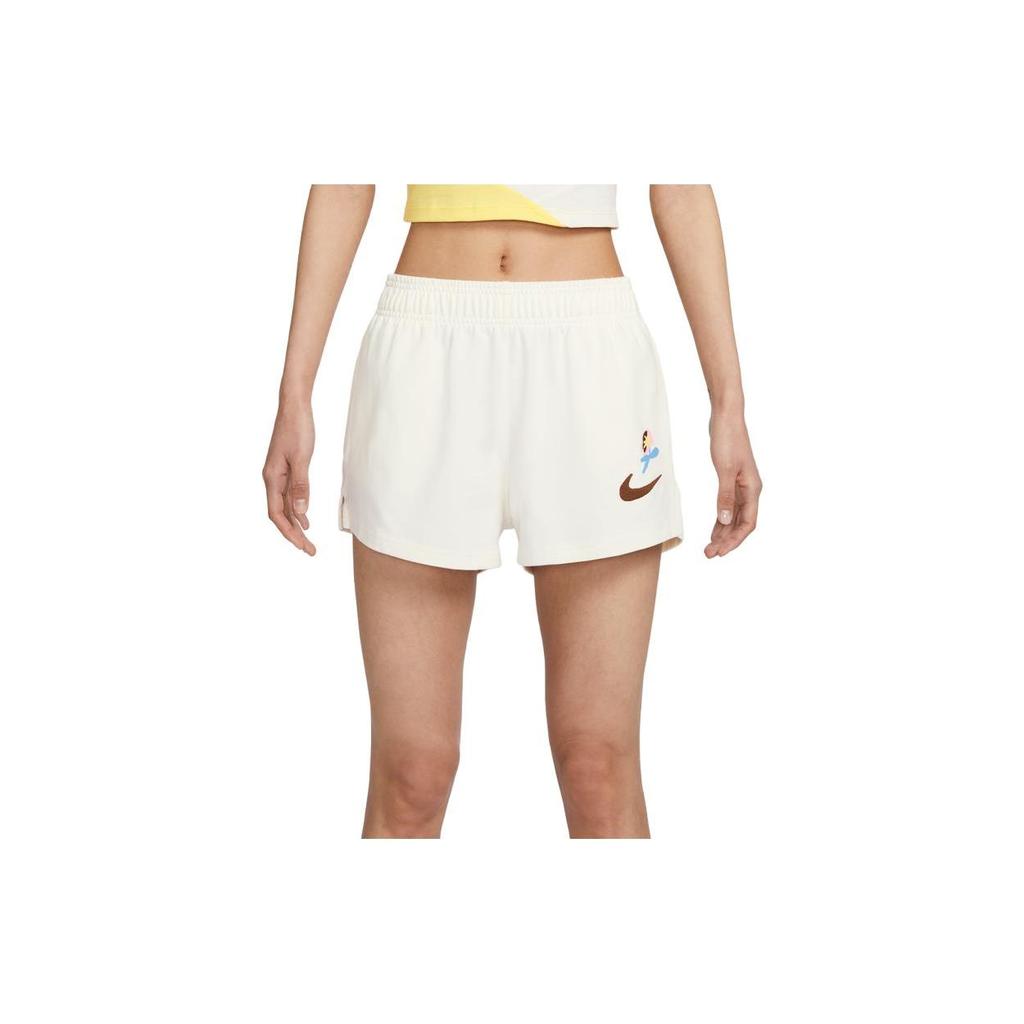 Nike Sportswear Logo Print Elastic Waist Mid-Rise Regular-Fit Shorts Women Shorts Sail-White FJ7716-133