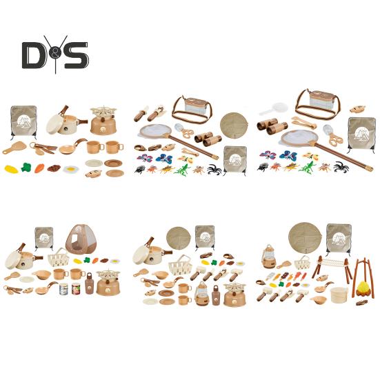 Kinder Outdoor Explorer Set Abenteuer Kit Mini Fernglas Kinder Kompass Pfeife Lupe Fangbox Zelt Mesh Sand Design Lernspielzeug