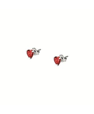 Silberne Ohrringe mit rotem Zirkonia-Stein LPS01AWV26 für Damen