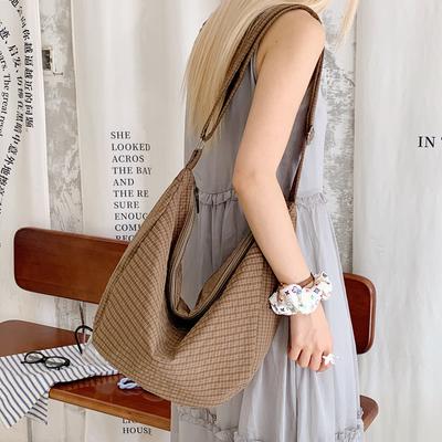 New High-end Niche Trendy Nylon Bag Plaid Fashion Casual Large-capacity Shoulder Crossbody Dumpling Bag