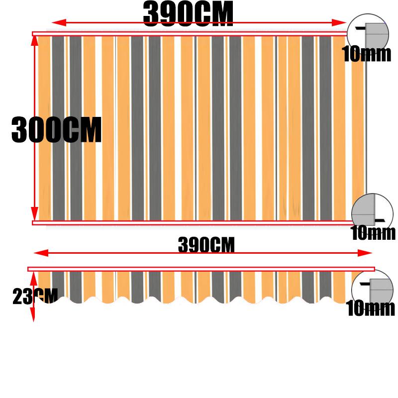 Tewango Orange +White Strip Blind Replacement Awning Top Sunshade Canvas Striped Polyester with UV Coating 10x8ft 350x250cm