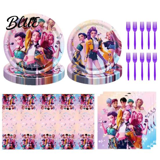 Environmentally Friendly Party Supplies Birthday Decoration Kit K-Pop Themed Garland Tablecloth Paper Plates Biodegradable Napkins Eco-Friendly