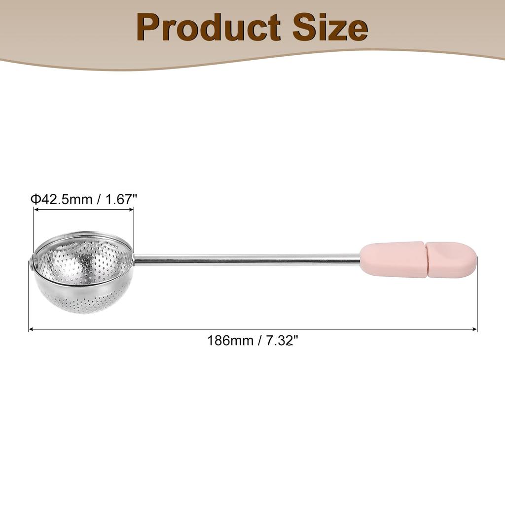 Uxcell 1 Piece Tea Infuser Filter, Loose Tea Steeper, Stainless Steel Tea Strainer with Handle, Tea Ball for Loose Leaf Tea, Pink