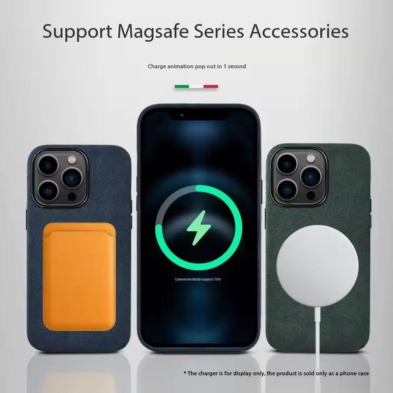 Premium Leather Magnetic Phone Case for IPhone 17 16 15 14 13 Pro Max Luxury Suede Supercar Artificial Leather Shock Proof Cover