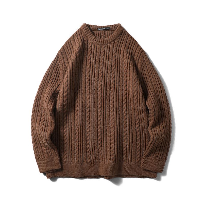 Japan fashion Retro Jacquard Sweater Men's Winter Twist Casual Lazy Inner wear Warm Foreign Trade Cattle Goods Knit Outerwear