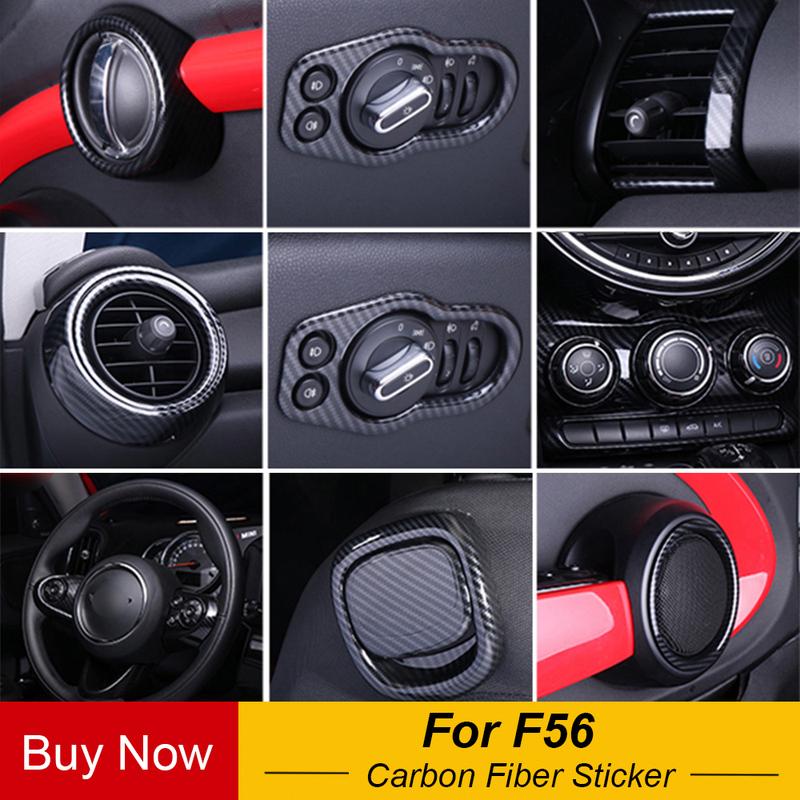 For MINI Cooper Hatchback F56 Whole Inner Carbon Fiber Texture Sticker Cover Handle Vent Console Panel Housing Case Accessories