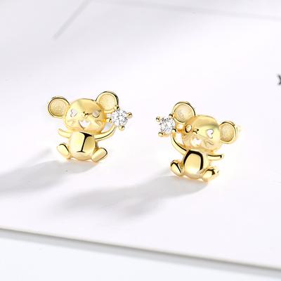 Glücksbringer Elfenmaus Ohrstecker Einfaches Temperament Silber Koreanische Version Cartoon Design Schmuck