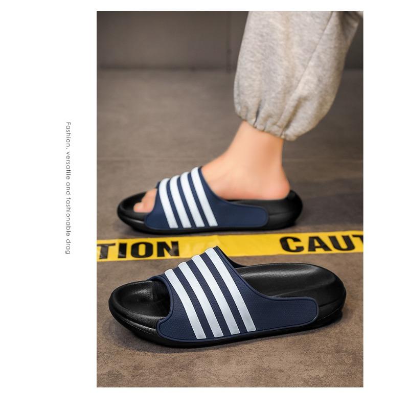Men's Striped Slide Sandals Non-slip Thick Sole Casual Slippers for Outdoor Beach Home Use