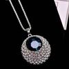 European and American retro versatile sapphire crystal long sweater chain fashion accessories sweater pendant