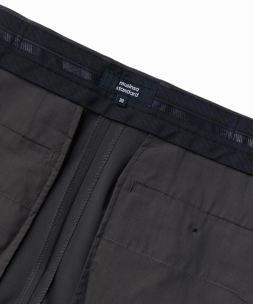 MUSINSA STANDARD [Cooltandard] Semi-Wide Hidden Banding Slacks [Gunmetal]
