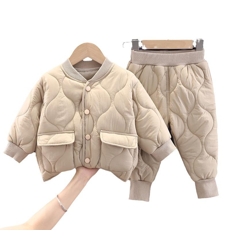 Korean Style Quilted Cotton Winter Jacket Set for Toddlers