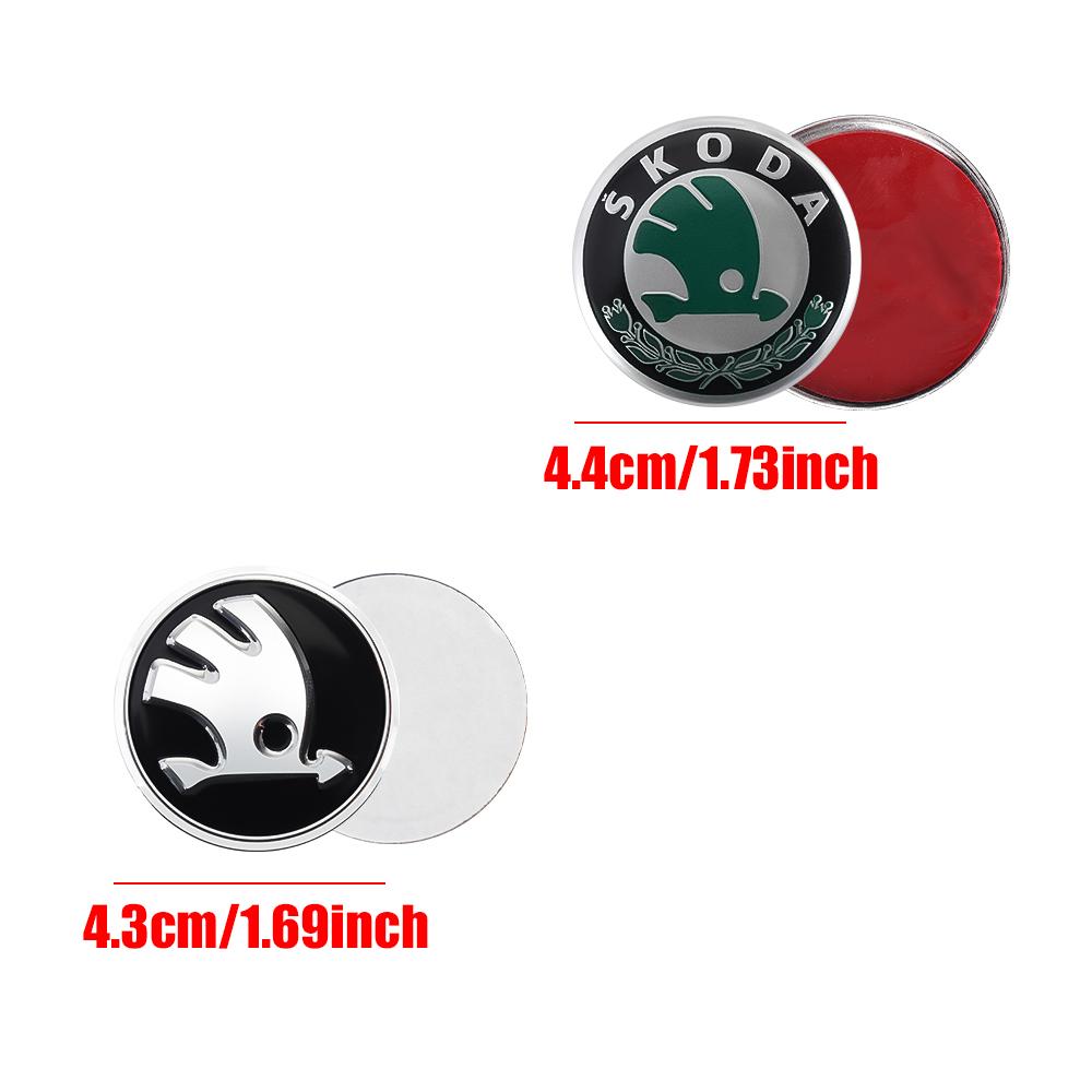 43MM 44MM 3D Aluminum Car Steering Wheel Emblem Cover Sticker For Skoda Rapid Fabia Octavia Yeti Superb Scala Kodiaq Karop Kamiq