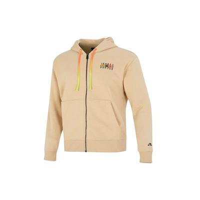 Jordan FW22 Kurtka do biegania i fitnessu z kapturem i zamkiem błyskawicznym z nadrukiem literowym Męska Odzież wierzchnia Khaki DQ7565-252