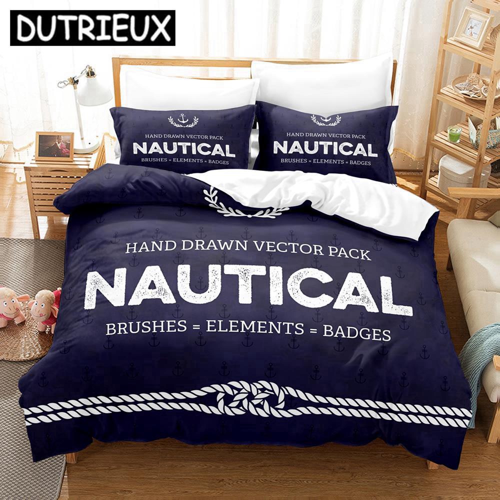 Marine Anchor Bedding Set Single Twin Full Queen King Size 3D Printed Duvet Cover for Adult Kids Bedroom