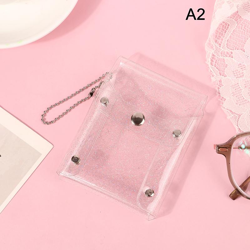 Glitter Transparent Coin Purse Pvc Photo Card Wallet For Girls Clear Mini Hasp Change Pouch Keychain