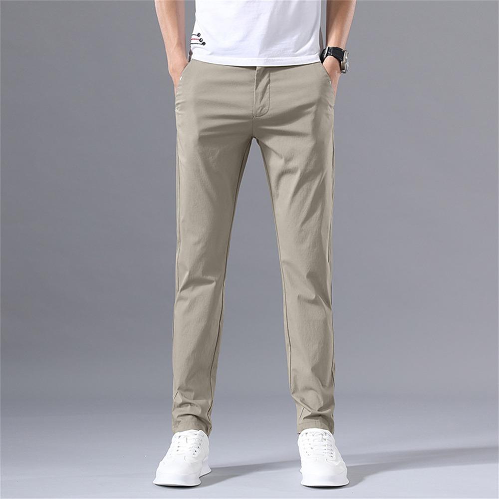 Casual Pants Summer Thin Slim Fit New Trend Light Business Pants Loose Straight Ice Silk Trousers