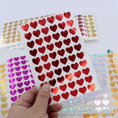 600 Stück/10 Blätter Laser Herzen Liebe Aufkleber Glitzer Klebe Herz Aufkleber Etiketten für Schüler Planer Scrapbook