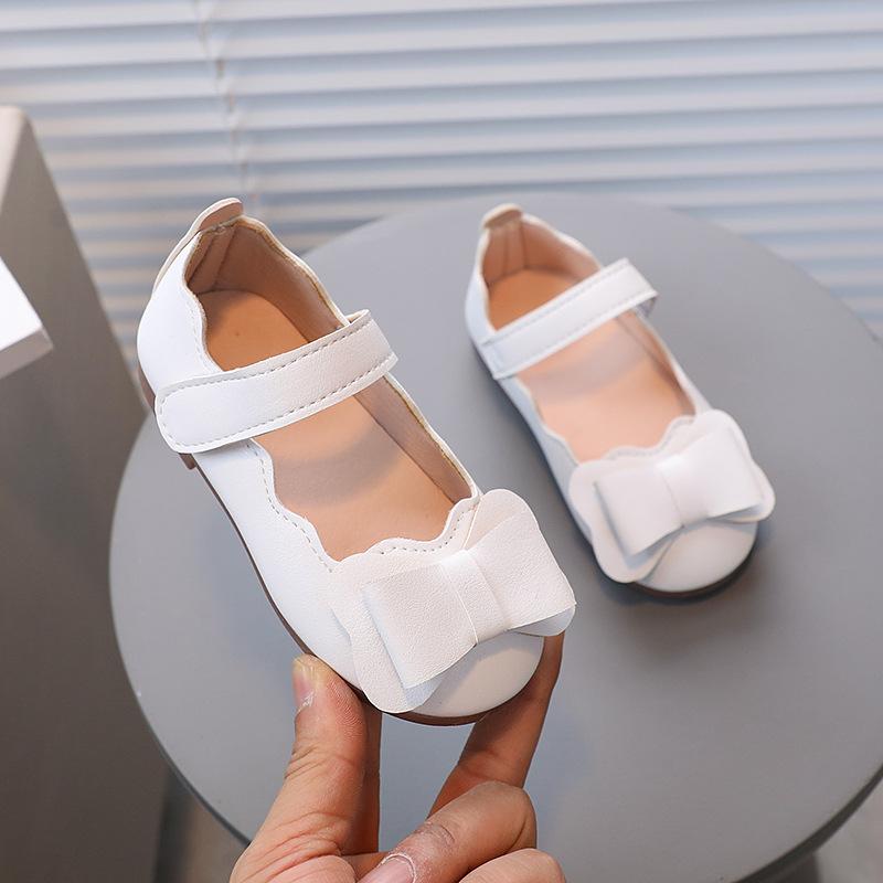 Girls Dance Shoes Solid Color Matte Kids Performance Shoes with Simple Bow 2024 New Girls  Princess Flats Soft Leather Shoes