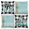 4pcs Fall Thanksgiving Pillow Cover Pumpkin Design Thanksgiving Linen Cushion Cover Happy Autumn Thanksgiving Holiday Decoration