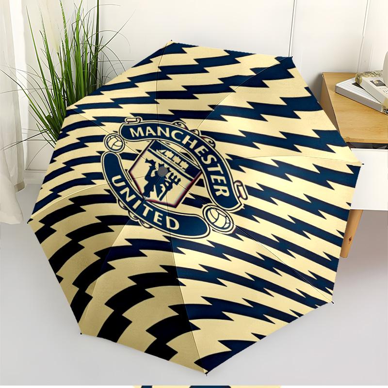 Paraguas de Apertura y Cierre Automático con Estampado del Manchester United F.C., Paraguas Plegable Portátil, para Viajes al Aire Libre, Viajes de Negocios, Viajes de Camping, Regalo de Cumpleaños Ideal