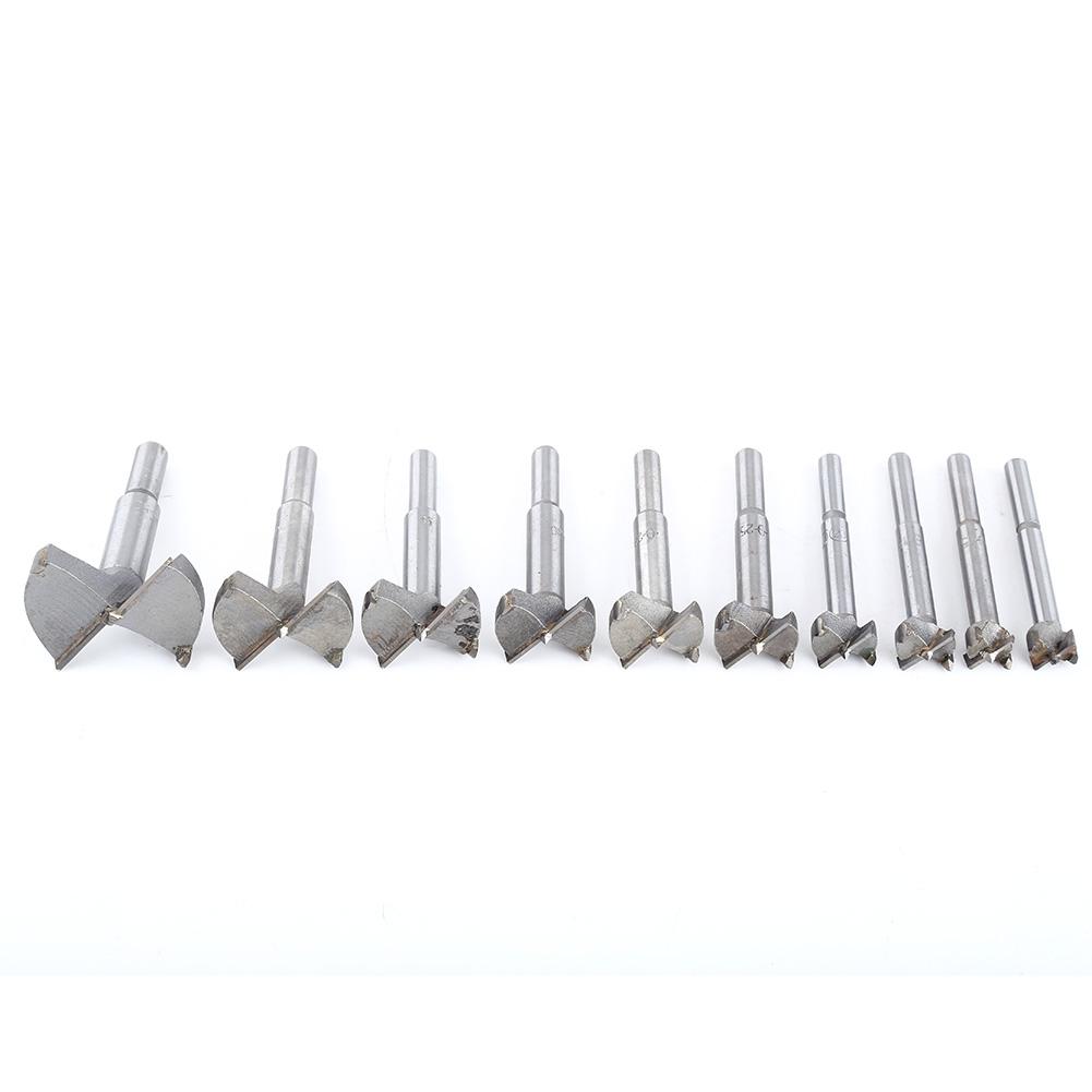 10pcs 14-50mm Forstner Drill Bit Set Flat Wood Drilling Woodworking Hole Cutting Tool