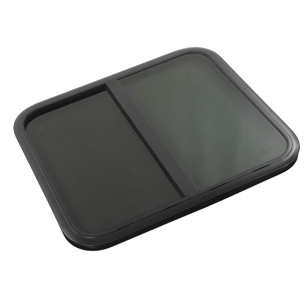 800x700mmm Rounded Sliding Windows Thick Tempered Glass UV Resistant Black Aluminum Alloy Frame with Screen for Caravan