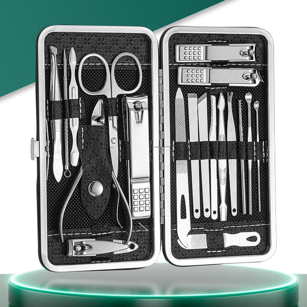 19Pcs Home Nail Clippers Set Foot Trimming Nail Care Kit Fashion Nail Sanding Tool  Men/Women