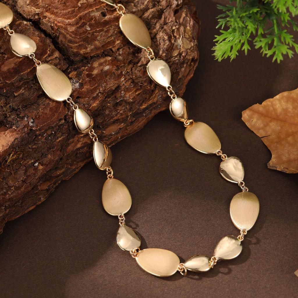 New brushed smooth water drop combination OT buckle necklace, women's simple and advanced water drop versatile necklace