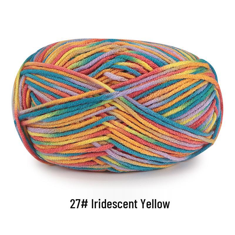 Aou Ou 5-Strand Variegated Milk Cotton Yarn Ball, Floral Medium-Thick, for Baby Scarves and Slippers.