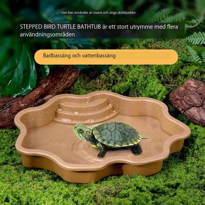 Schildkrötenbecken Großes Reptilien-Schildkröten-Badebecken Futter Napf Echsen Lebensraum Mit Rampe Schildkröten Futterautomat Futter Napf für Kleine Geckos