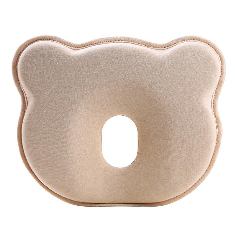 Baby Memory Foam Anti-Flat Head Pillow Newborns 0-12 Months Round Shape Cotton Cover Adjustable Sleep Support