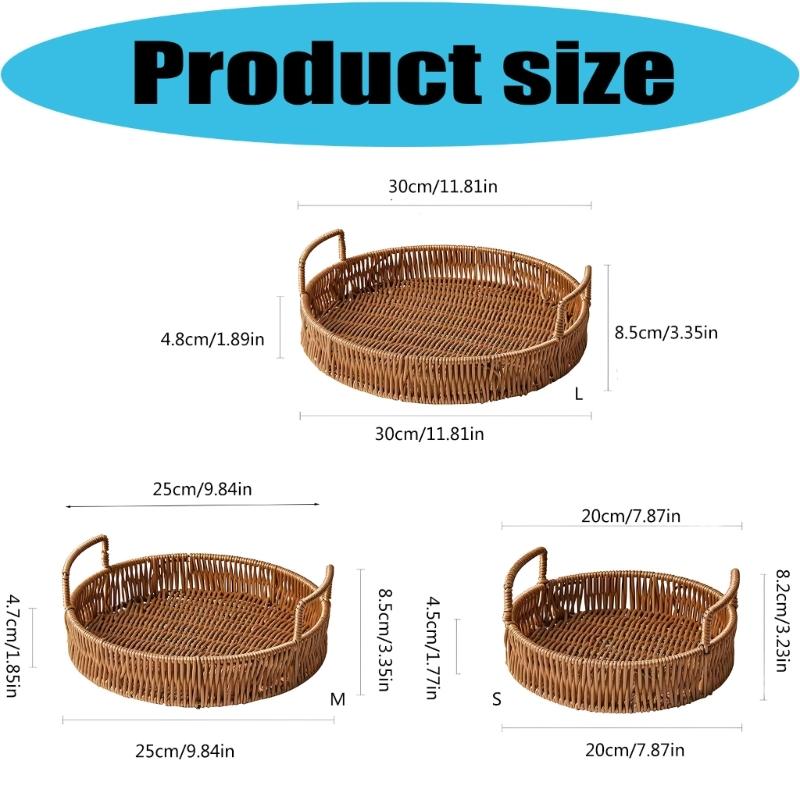 Portable PP Handwoven Look Serving Tray With Easy Carry Handles For Dining Table Decoration