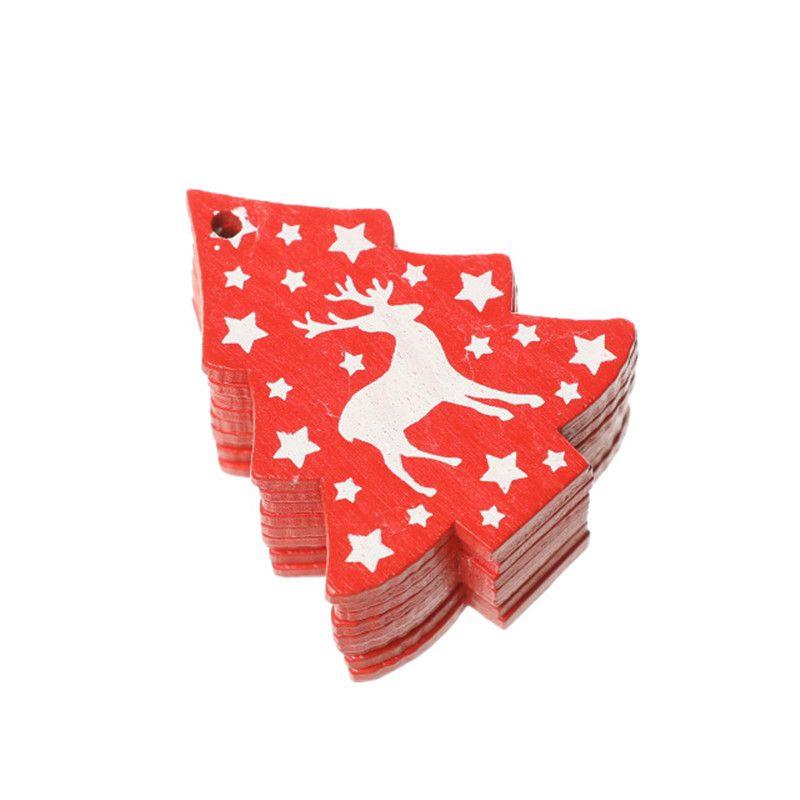 10pcs Christmas 5cm Tree Wooden Decor Xmas Home Hanging Ornaments Pendants Gift