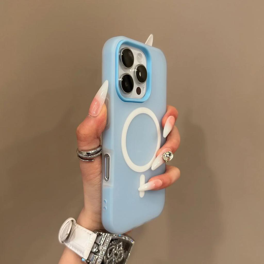 Custodia Lusso 2 IN 1 Colore Caramella Per Magsafe per iPhone 16 15 14 13 12 17 Pro Max Plus Ricarica Wireless Magnetica Cover Trasparente Opaca