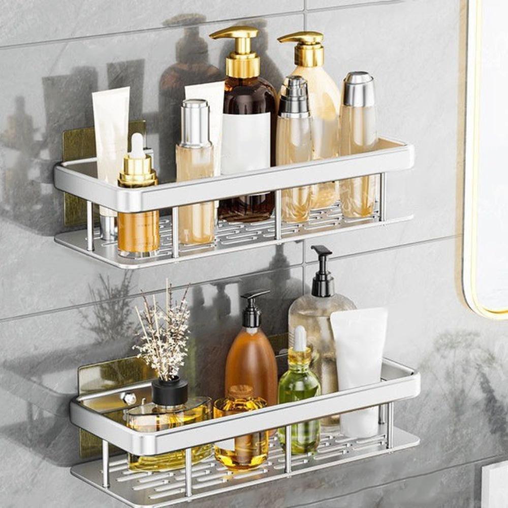 

2Pcs Waterproof Wall-Mounted Shelf Rack Thicken Home Storage Organizer Kitchen 2Pcs Silver